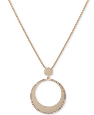 Ivanka Trump - Gold-Tone Long Pav&eacute; Circle Pendant Necklace
