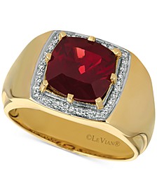 Gents™ Men's Pomegranate Garnet™ (4-3/8 ct. t.w.) & Diamond (1/6 ct. t.w.) Ring in 14k Gold