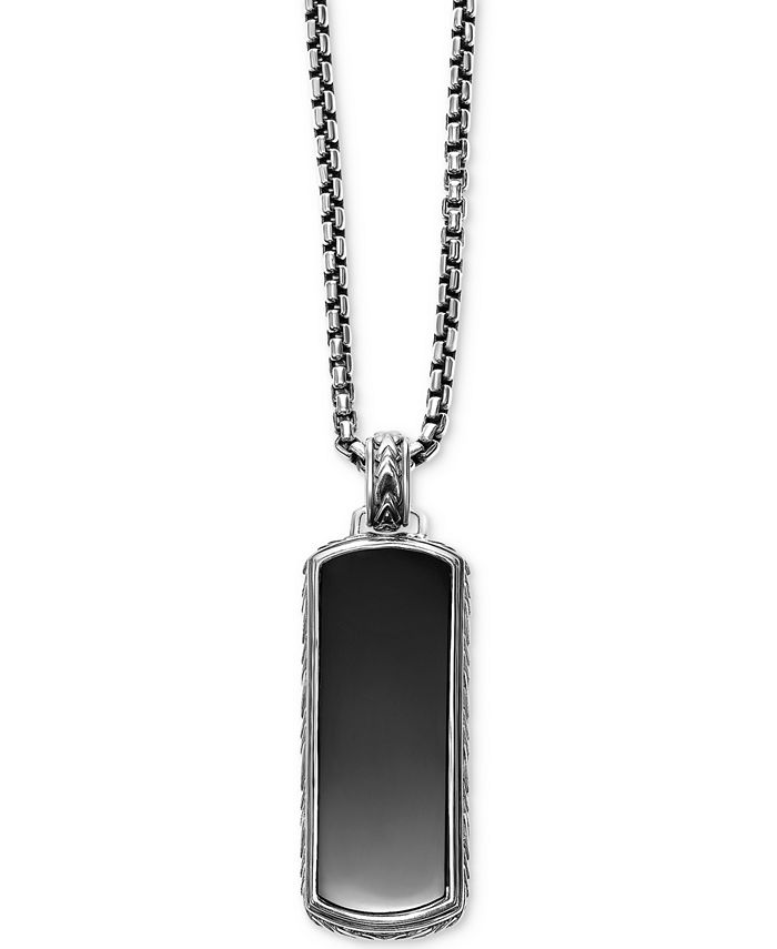 Scott Kay Men's Onyx (36 x 14mm) Dog Tag Necklace in Sterling Silver