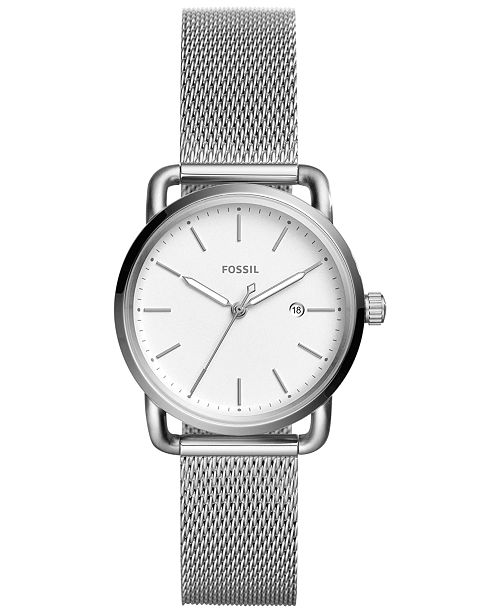 Fossil Women S Commuter Stainless Steel Mesh Bracelet Watch 34mm Reviews Watches Jewelry Watches Macy S