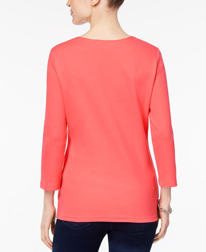 Karen Scott Petite Snapneck Top Created For Macys Smoke Grey main image 0