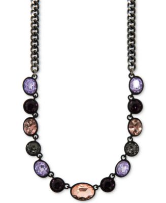 DKNY Hematite-Tone Multi-Stone Collar Necklace, Created for Macy's - Macy's