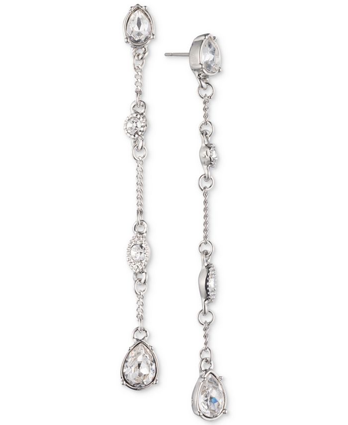 Givenchy SilverTone Crystal Linear Drop Earrings Macy's