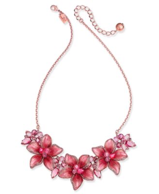 kate spade new york - Rose Gold-Tone Multi-Stone Pink Flower Statement Necklace