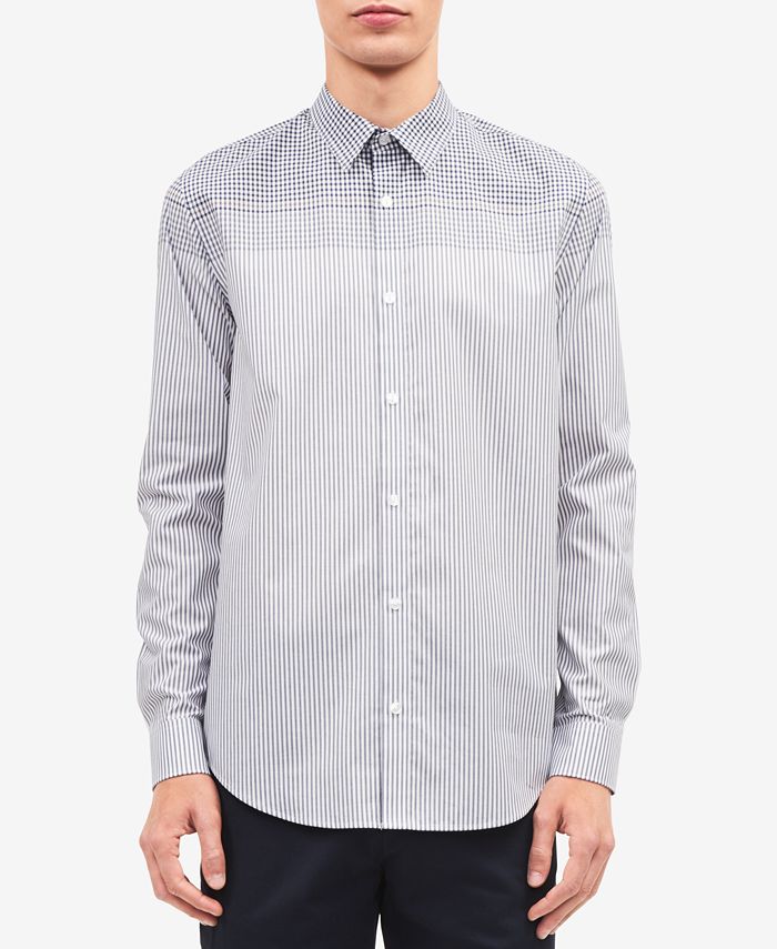 Calvin Klein Men's Engineered Plaid Stripe Shirt - Macy's