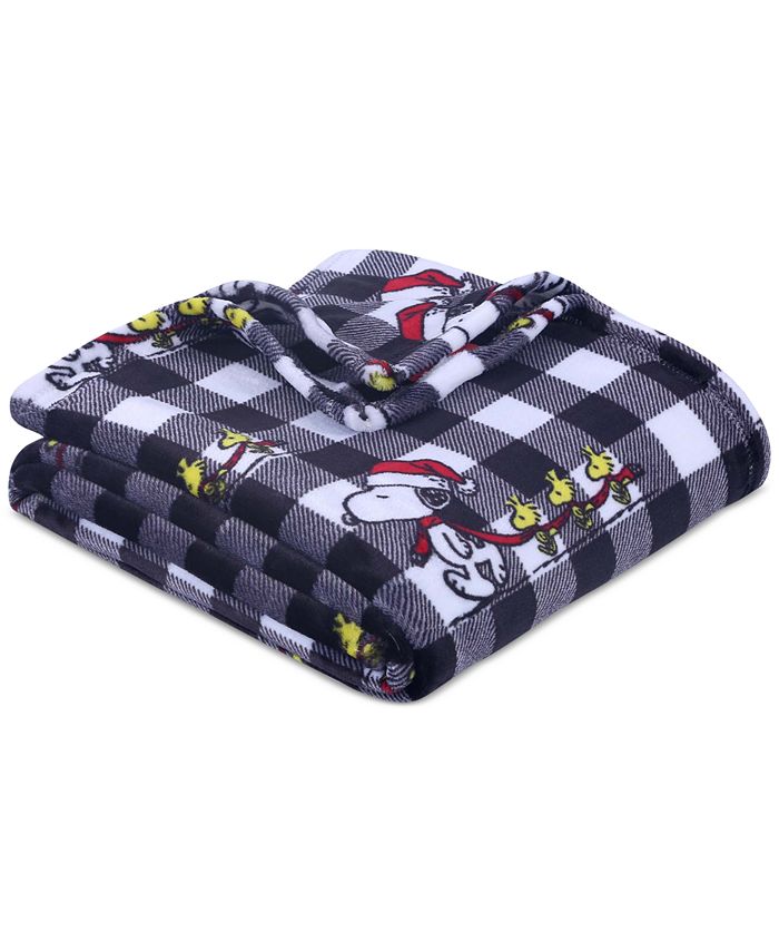Berkshire Plaid SnoopyPrint VelvetLoft Holiday Throw Macy's