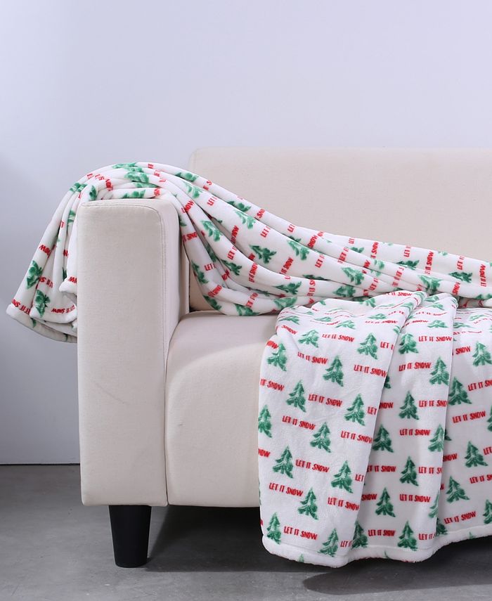 Berkshire Let It Snow Printed VelvetLoft Holiday Throw Macy's