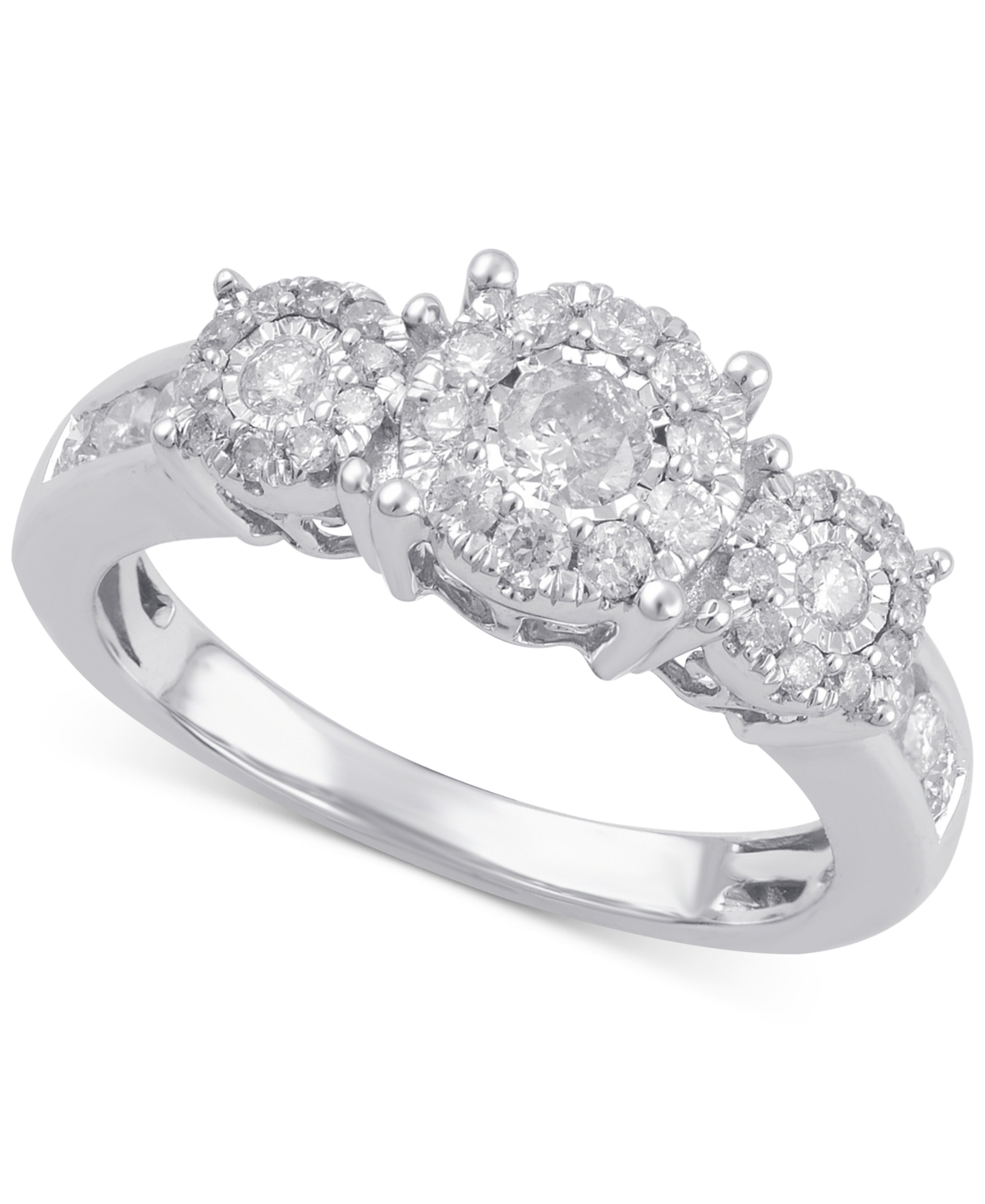 Diamond Three Stone Engagement Ring (3/4 ct. t.w.) in 14k White, Yellow or Rose Gold