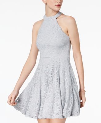 B Darlin Juniors' Glitter Lace Fit & Flare Dress - Juniors Dresses - Macy's