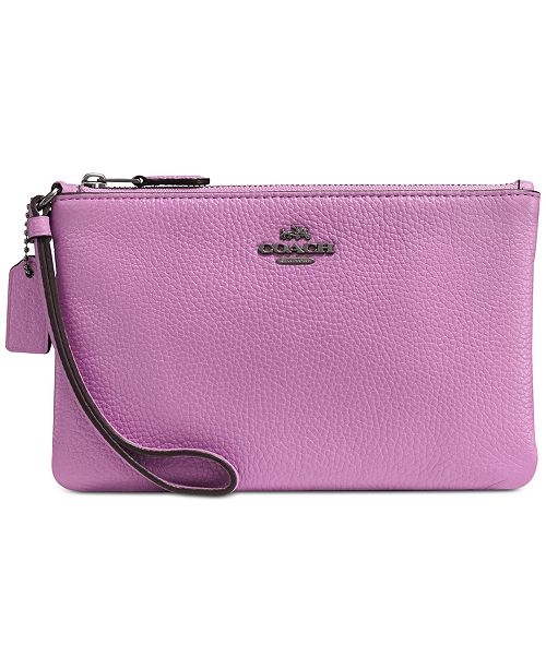 COACH Boxed Small Wristlet in Polished Pebble Leather & Reviews - Handbags & Accessories - Macy&#39;s