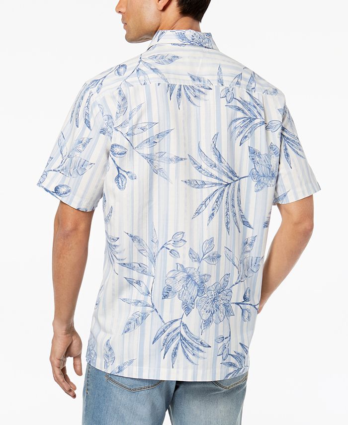 Tommy Bahama Men's Indigo Vines Stripe Floral-Print Shirt - Macy's