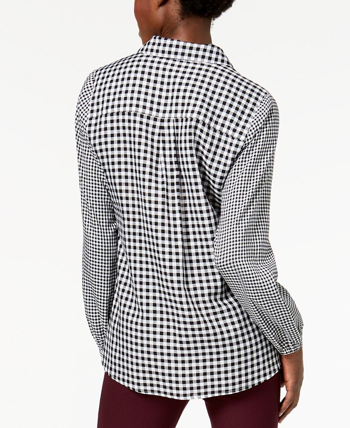 NY Collection Printed Tie-Front Shirt - Macy's