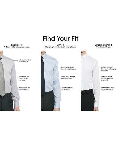 Calvin Klein Men's Slim-Fit Non-Iron Performance Herringbone Point Collar Dress Shirt - Dress ...