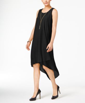 macy's black high low dress