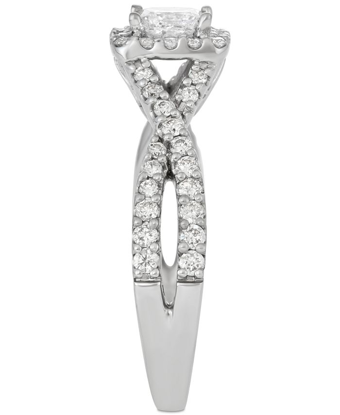 Macy's Diamond Princess Twist Engagement Ring (1 ct. t.w.) in 14k White ...