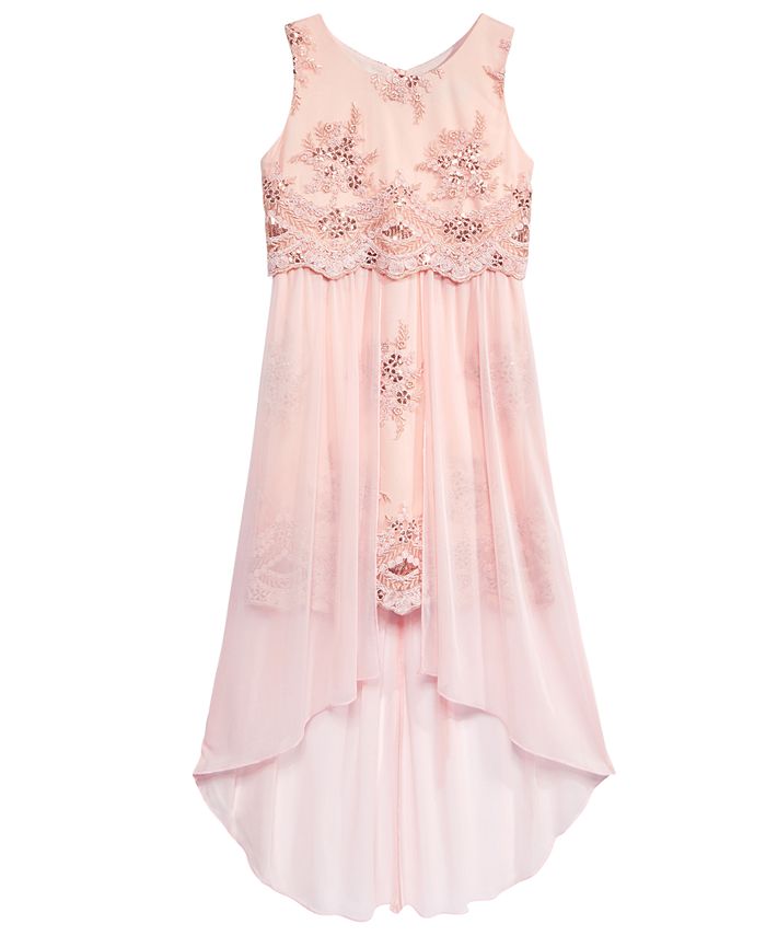 Crystal Doll Embroidered Chiffon-Overskirt Dress, Big Girls - Macy's