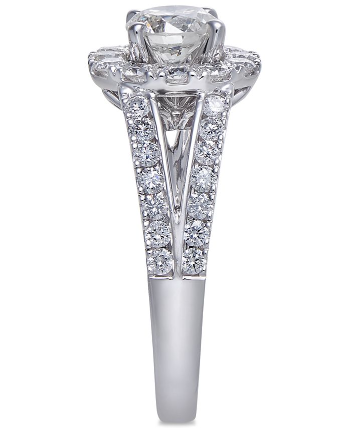 Macy's Diamond Halo Engagement Ring (2 ct. t.w.) in 14k White Gold ...