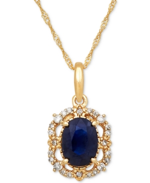 image of Sapphire (1 ct. t.w.) & Diamond (1/10 ct. t.w.) Pendant 18