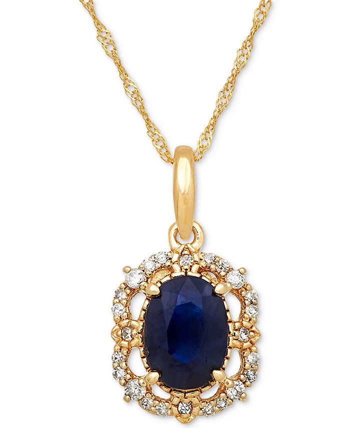 Macy's Sapphire (1 ct. t.w.) & Diamond (1/10 ct. t.w.) Pendant 18