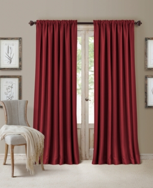 Elrene All Seasons Faux Silk 52" X 108" Blackout Curtain Panel In Rouge