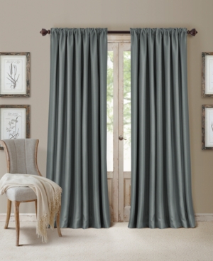 Elrene All Seasons Faux Silk 52" X 108" Blackout Curtain Panel In Dusty Blue