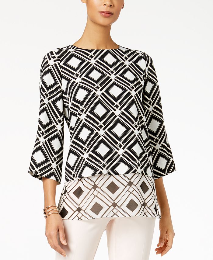 Alfani Printed LayeredLook MixedMedia Tunic, Created for Macy's Macy's