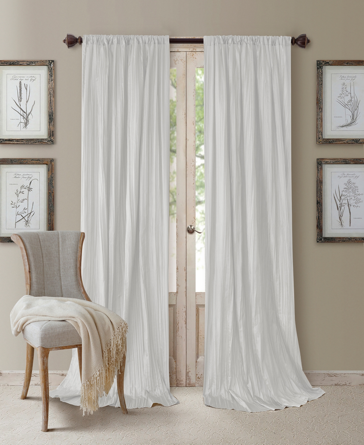 Elrene Athena Rod Pocket 52" x 95" Pair of Curtain Panels with Scarf Valance, Set 3