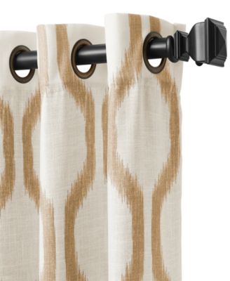 Renzo Ikat Geometric Linen Room Darkening Window Curtain