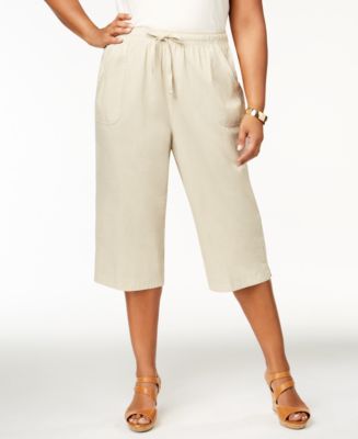 Karen Scott Plus Size Drawstring-Waist Knit Capri Pants, Created for Macy's  - Macy's