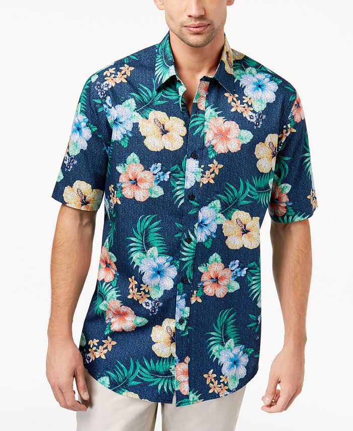 Club Room Men's Hibiscus-Print Shirt, Created for Macy's & Reviews ...