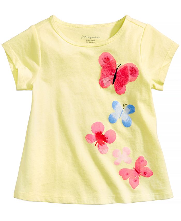 First Impressions Butterfly-Print Cotton T-Shirt, Baby Girls, Created ...