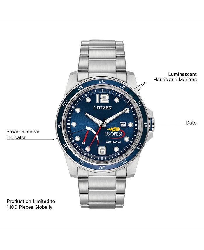 Citizen Eco Drive Men s US Open Stainless Steel Bracelet Watch