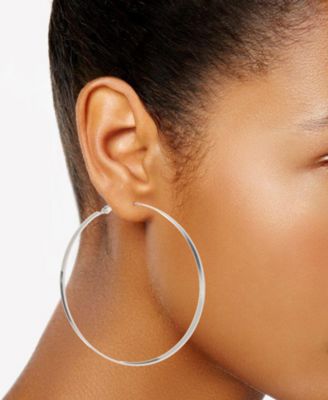 3-3/4" Flat-Edge Hoop Earrings 