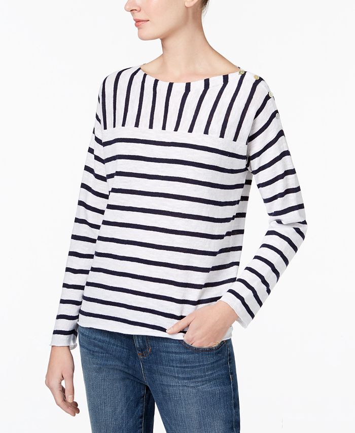 Eileen fisher striped linen top hotsell
