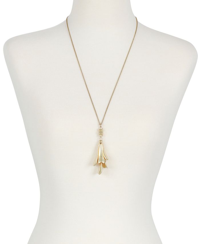 Lucky Brand Gold-Tone Petal Pendant Necklace - Macy's