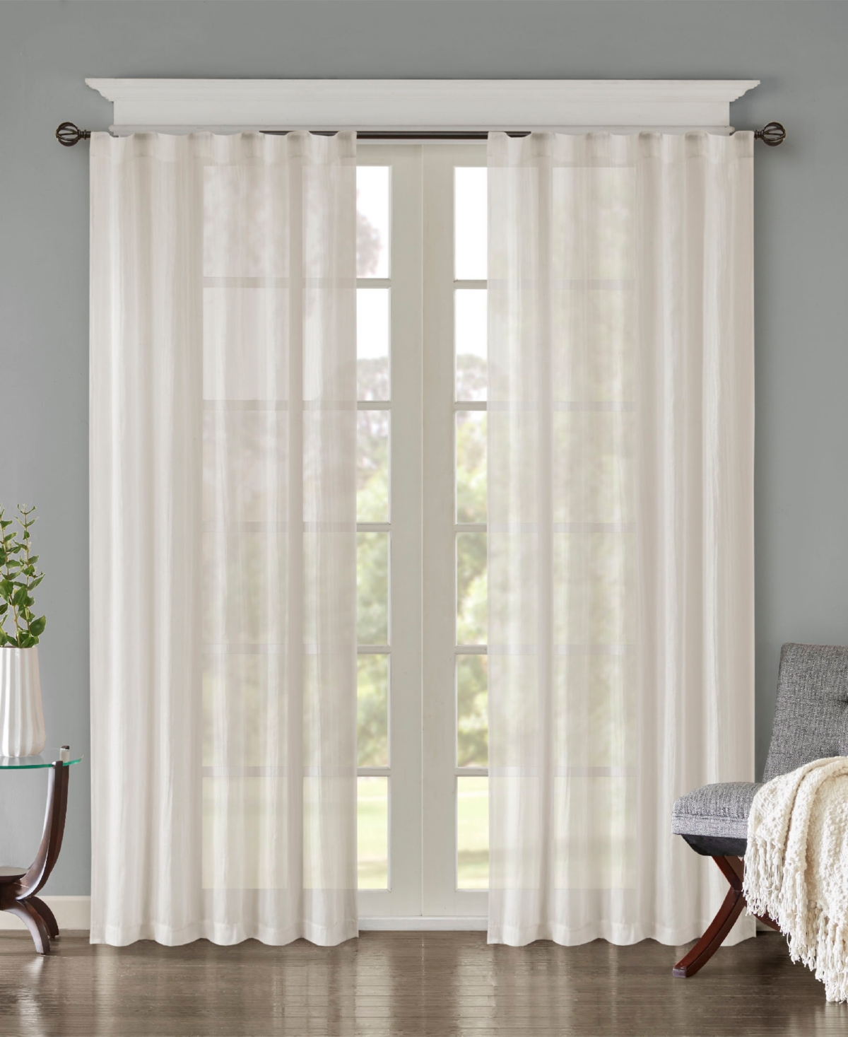 Harper Solid Crushed Curtain Panel Pair, 42"W x 84"L - White