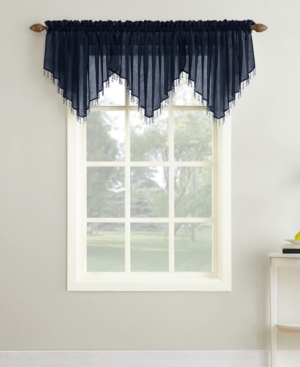 No. 918 Crushed Sheer Voile 51" X 24" Beaded Ascot Valance In Navy