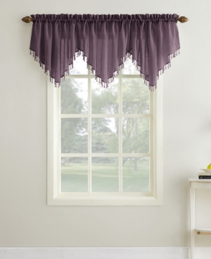 No. 918 Crushed Sheer Voile 51" X 24" Beaded Ascot Valance In Purple
