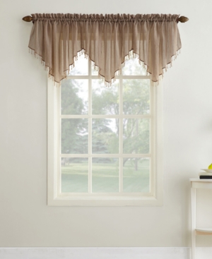 No. 918 Crushed Sheer Voile 51" X 24" Beaded Ascot Valance In Taupe