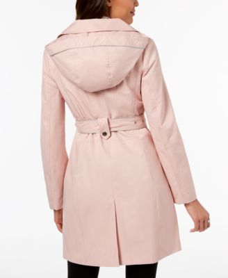 GUESS Hooded Belted Double-Breasted Trench Coat