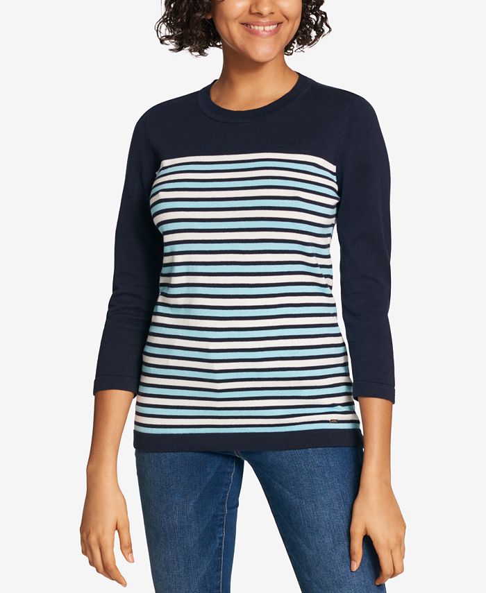 Tommy Hilfiger Striped Cotton Sweater, Created for Macy's & Reviews ...