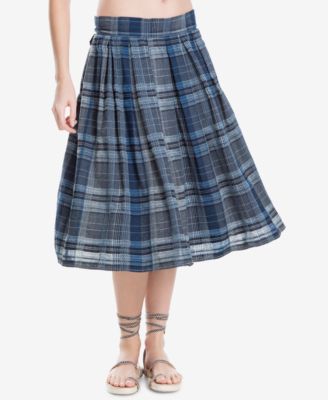 Max Studio London - Cotton Plaid Midi Skirt