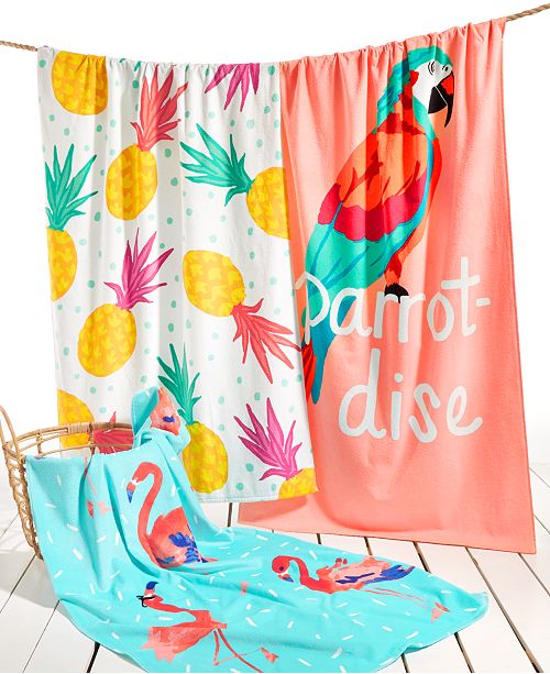 Parrot-Dise Cotton Graphic-Print Beach Towel
