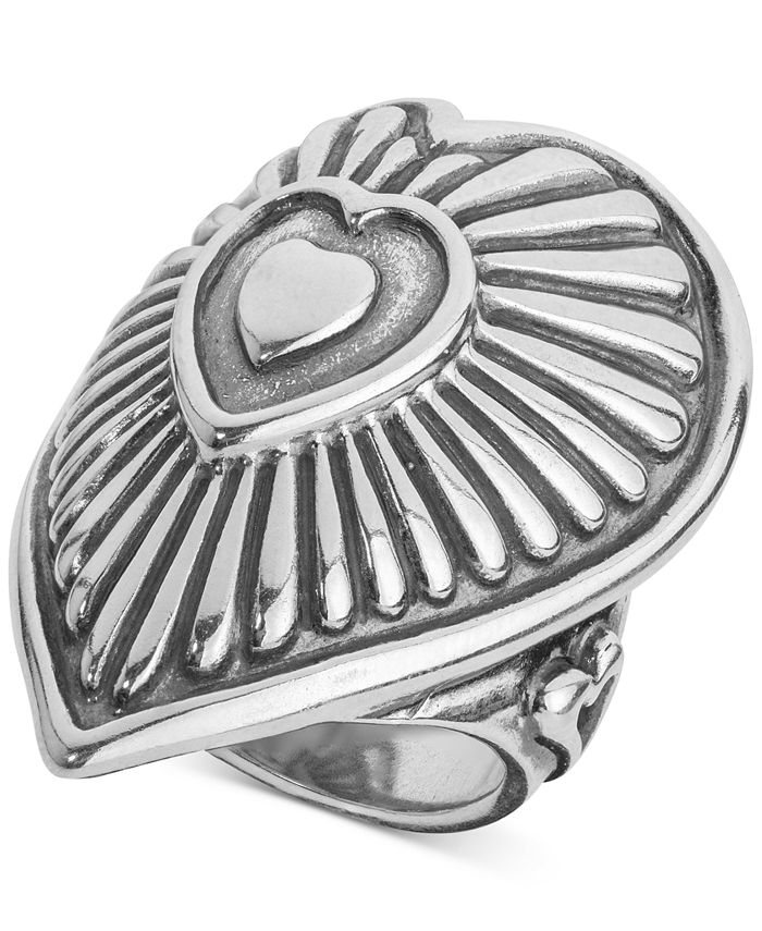 American West - Decorative Heart Ring in Sterling Silver