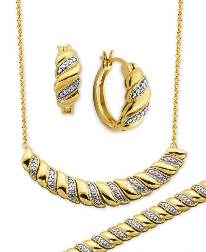 Macy's Diamond Accent Twist Hoop Earrings, Collar Necklace and Link