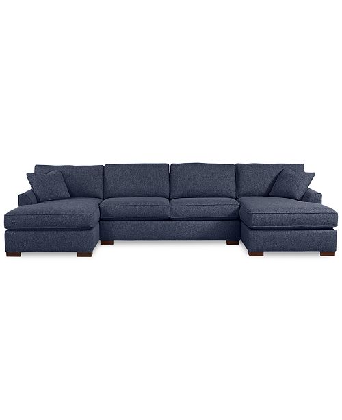 Furniture Carena 3Pc. Fabric Sectional Sofa with Double Chaise