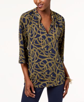 Michael Kors Embellished Chain-Print Top & Reviews - Tops - Women - Macy's