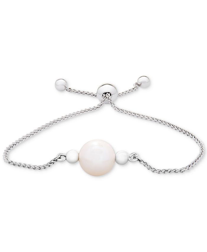 Macy's - Cultured Freshwater Pearl (9mm) Bolo Bracelet in Sterling Silver