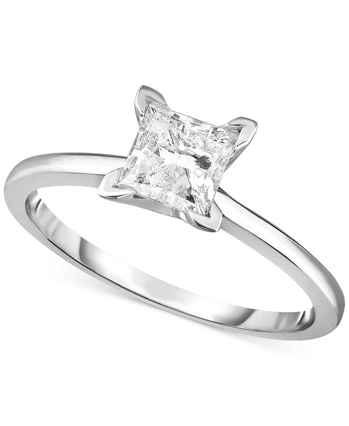 Macy's Diamond (1 ct. t.w.) Princess Engagement Ring in 14k White Yellow or Rose Gold