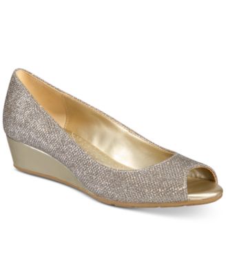 Women's Candra Low Wedge Peep Toe Dress Pumps